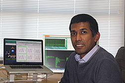 Nuwan De Silva, scientist at the Ames Laboratory, is developing software to help improve purification of rare-earth materials. Photo credit: Sarom Leang
